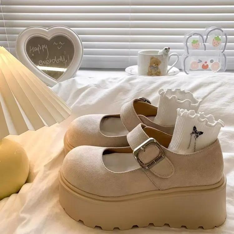 

Casual Woman Shoe All-Match Round Toe Loafers With Fur Modis Clogs Platform Slip-on 2025 Summer New Retro Creepers Rubber Fashio