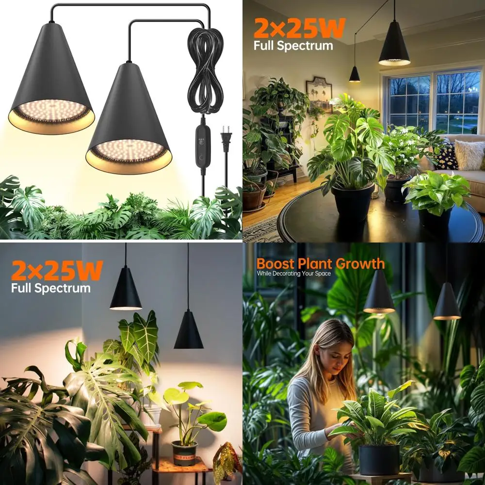 

Подвесные светильники для выращивания комнатных растений Bstrip мощностью 50 Вт, 3000 К, черные светодиодные лампочки для растений с таймером и мощностью 16,4 фута