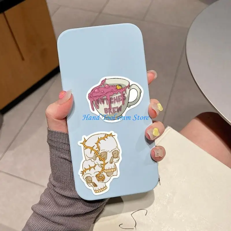 

H37F 50PCS No Residues Witch Stickers Waterproof Decoration for Journals Planners