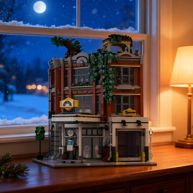 4532pcs MOC Modular Buildings Joe's Corner Garage Model Building Blocks Toys Construction Christmas Gift Art Display Creative 3D