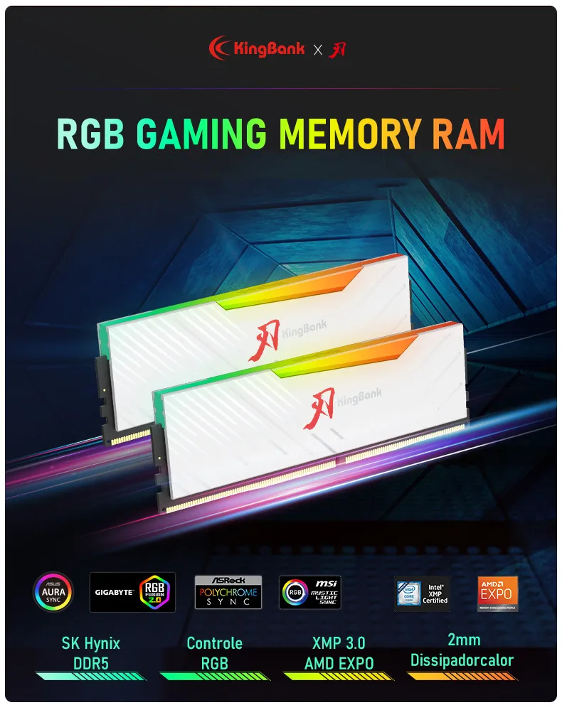 KingBank DDR5 RGB RAM (16GBx2) (32GBx2) 6000MHz 6400MHz 6800MHz