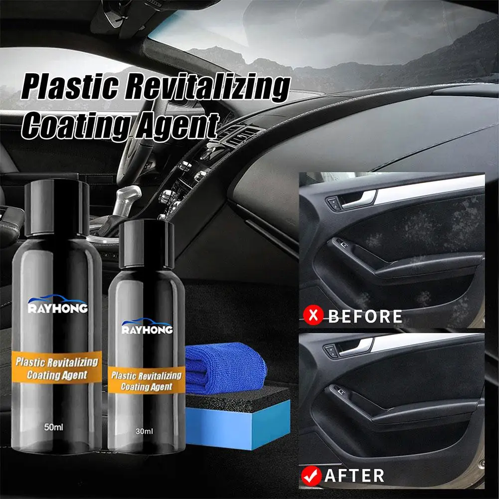 30ml/50ml Plastics Revitalizing Coating Agent Car Refurbishing Agent With Sponge Plastics Parts Refurbish Agent For Car Eas T7H9