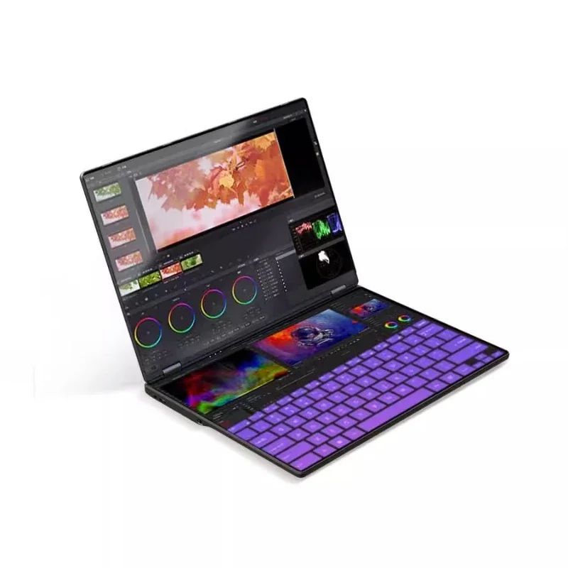 Dual screen laptop PC touch handwriting 14 inch business office college student mini Ai black technology light and thin book