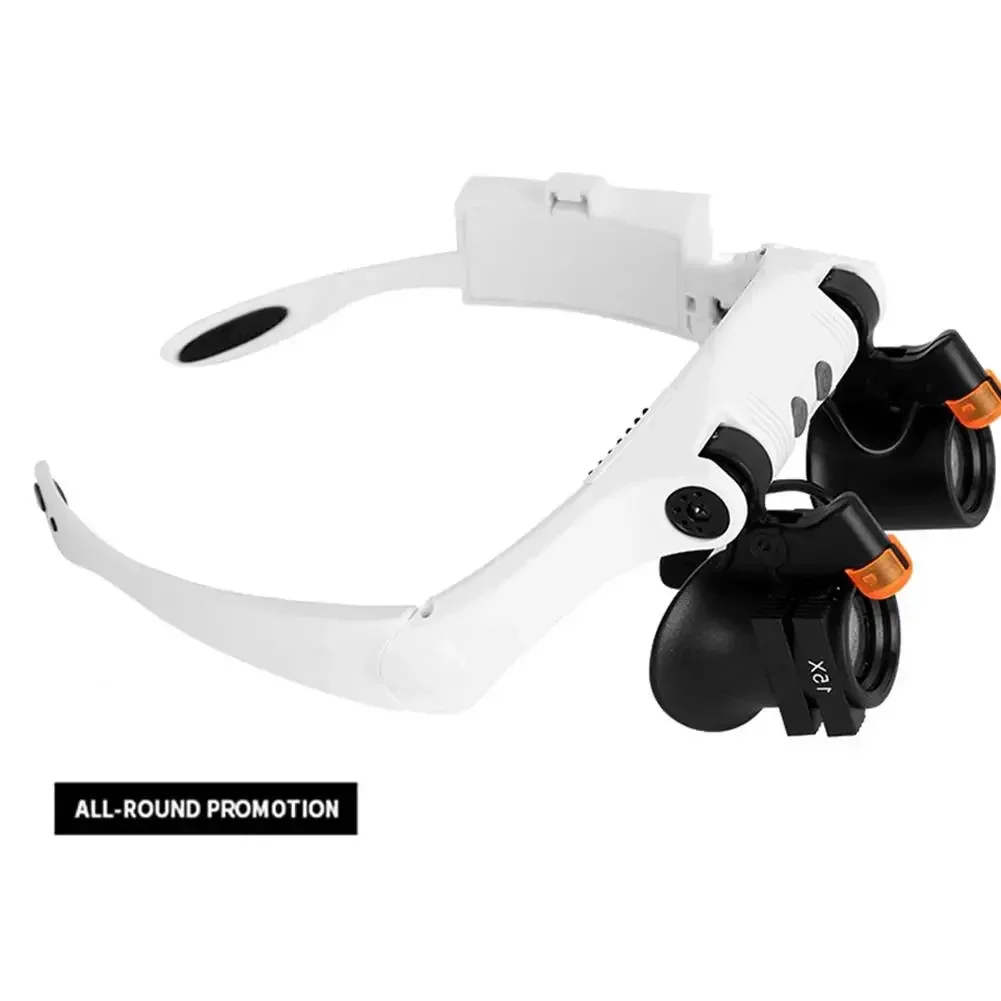 Magnifier Head-mounted Glass LED Magnifying Glasse LED Light Lens Magnifying Glasses Adjustable Headband Watch Maintenance Loupe