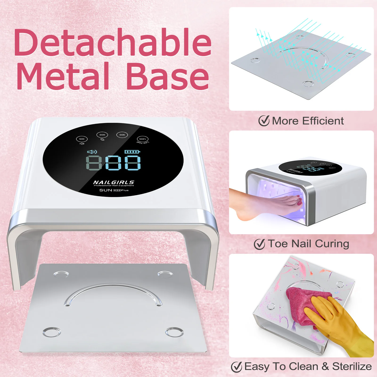 SUNNAIL Popularna Lampa LED UV do Paznokci 72W, Akumulatorowa, Szybkie Wytwardzanie Lakieru Hybrydowego, Duża Obszar Pracy, Do Użytku w Salonie, Urządzenie do Manicure