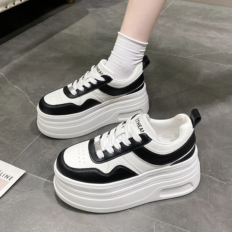 New Women 8cm Platform Sneakers Casual Fashion Outdoor Versatile Shoes Comfortable Lace Up Sneakers Running Tennis Sports Shoes