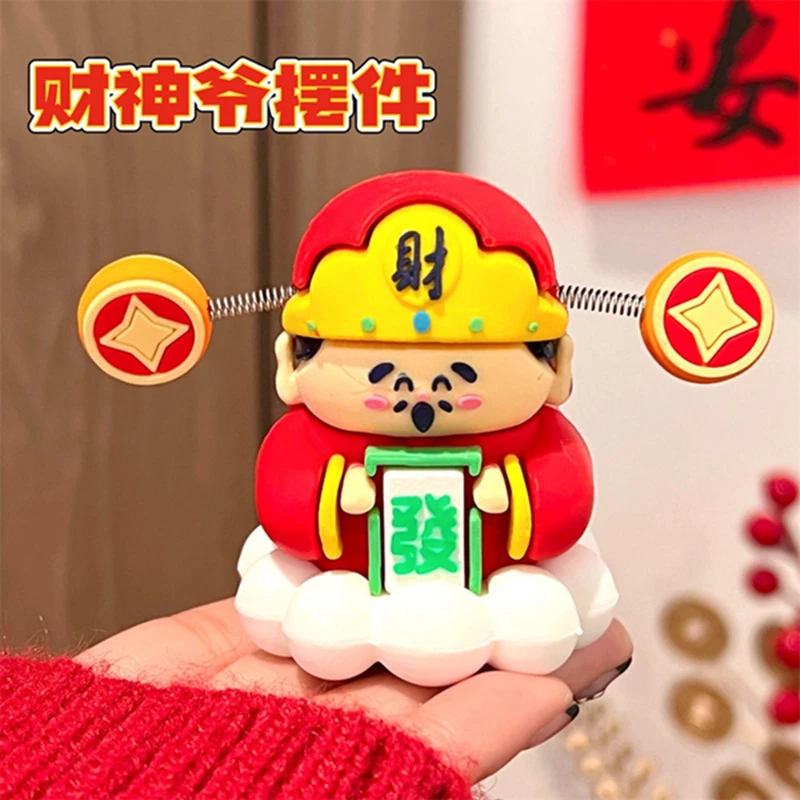 

Cute Mini Nodding God of Wealth Figurine Feng Shui Home / Room Decoration God of Fortune Statue Mascot Ornaments Car Accessories