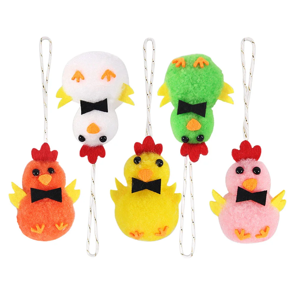 

5 Pcs Easter Chick Hanging Ornament Tree Topper Decorations High Quality Party Favors Hairball Ornaments Office Chicken