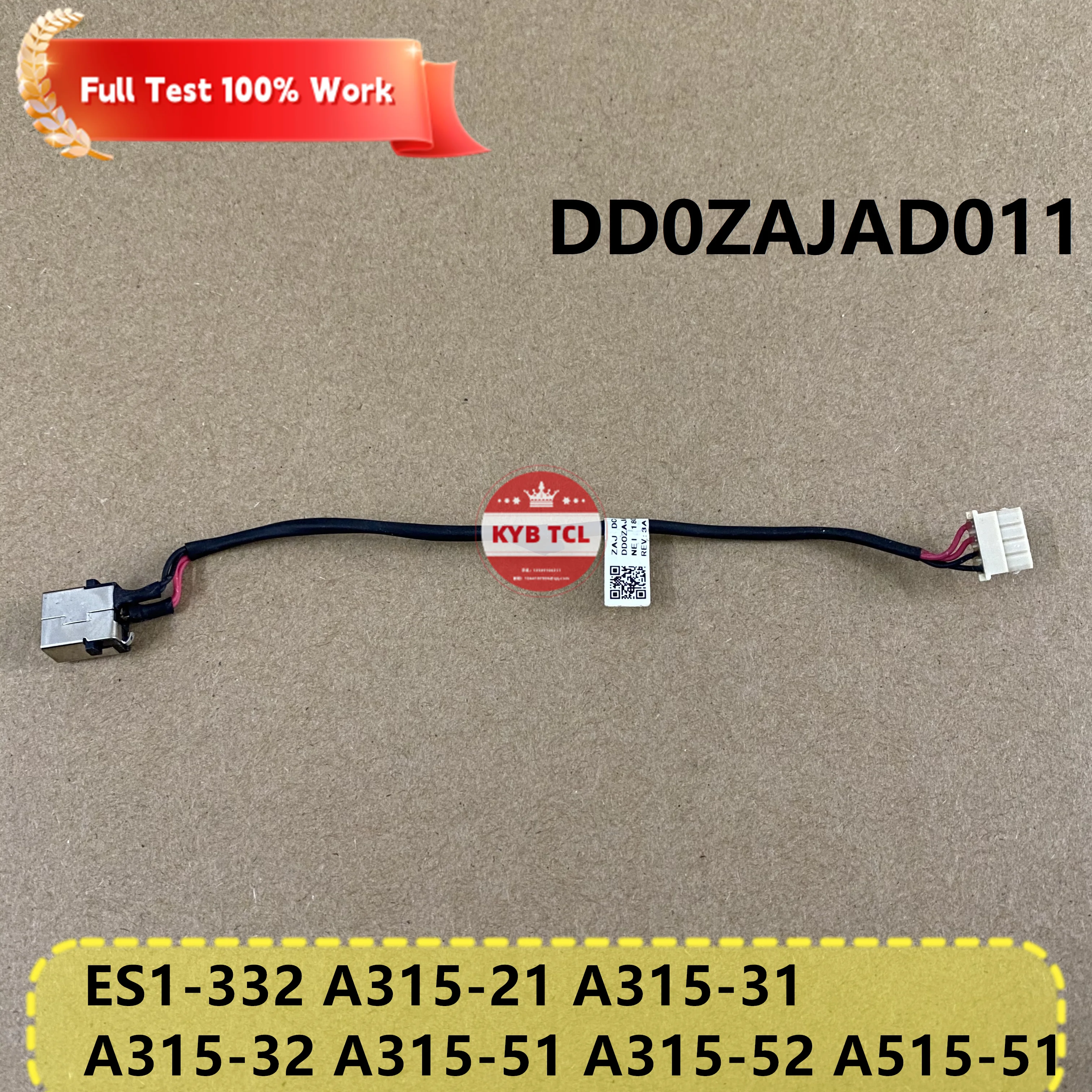 Genuine Laptop DC IN Power Jack Cable DD0ZAJAD011 For Acer Aspire ES1-332 A315-21 A315-31 A315-32 A315-51 A315-52 A515 Notebook