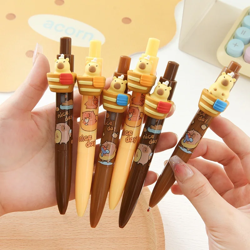 

36PCS/ лот CREATIVE CAPYBARA PRESS GEL PEN CUTE 0.5MM BLACK INK нейтральные ручки рекламные подарки офис школьные принадлежности