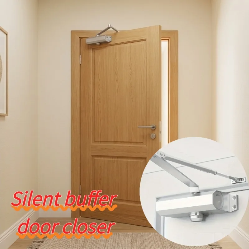 Hydraulic Automatic Door Closer, Household Metal Buffer Door Closer, Silent Door Control Hardware, Spring Automatic Door Closing Device, Adjustable Closing Speed, Closing Force, and Buffering Effect, Suitable for Residential Doors, Interior Doors, Wooden Doors, and Fire Doors, for Hardware Accessories Repair and Replacement