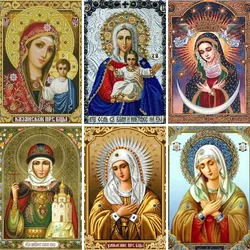 5D DIY Diamond Painting Blessed Mother Mary Cross Stitch Kit Full Drill Embroidery Mosaic Art Picture of Rhinestones Decor Gift
