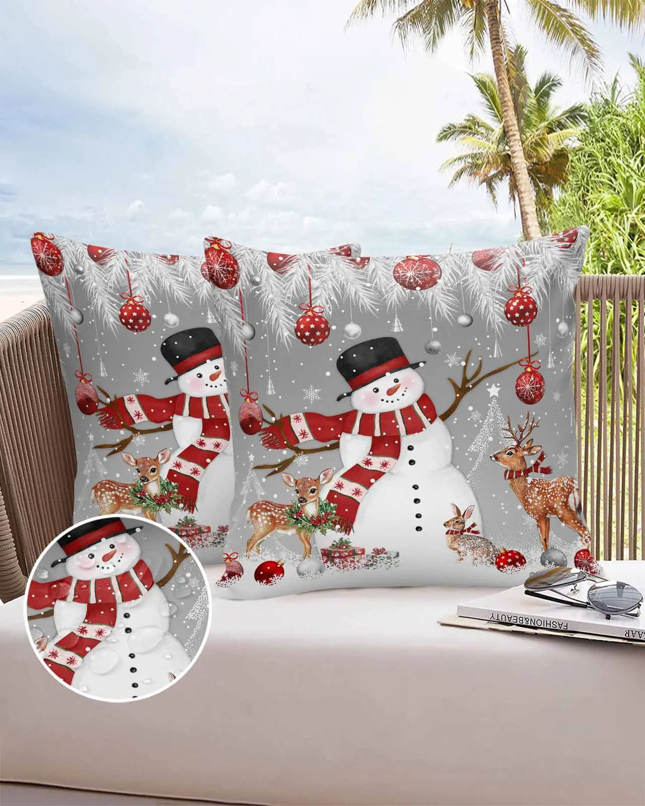 2/4PCS Christmas Snowman Deer Decorative Sofa Throw Pillow Cover Case Garden Patio Cushion Covers