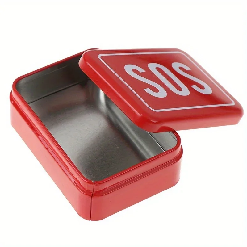 Portable SOS Tin Medicine Pill Storage Case Lid Container for Outdoor Survival Gear Kits Set First Aid Pill Box First-aid Kit