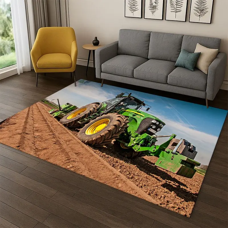 Retro-Traktor-Auto-LKW-Cartoon-Teppich für Schlafzimmer, Wohnzimmer, Sofa, Spielzimmer, Fußmatte, Heimdekoration, Kinderspielbereich-Teppich, rutschfest