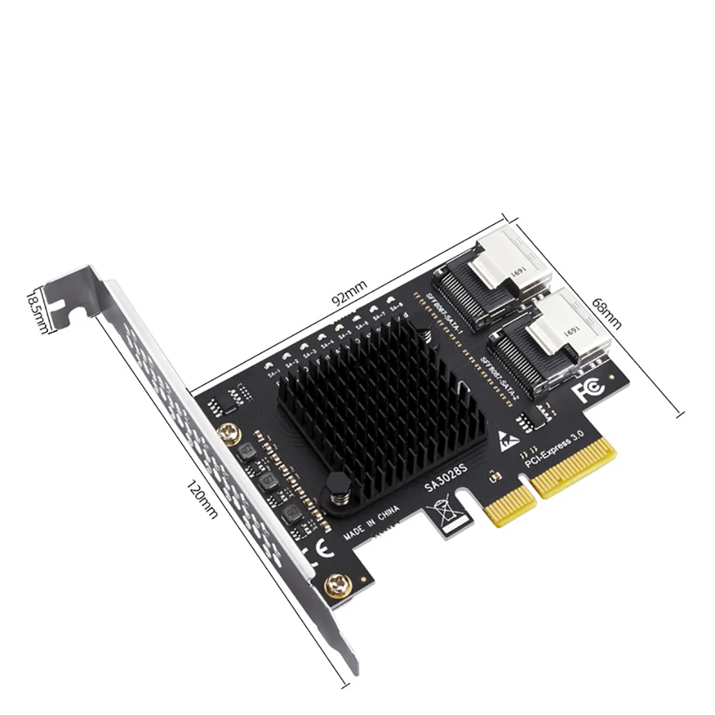 Imagem -03 - Pcie x4 para Sff8087 Mini Sas Porta Sata 3.0 para Controlador Pcie3.0 Sff 8087 Sff8087 Sata3 Asm1166 Chip Adaptador Placa de Expansão