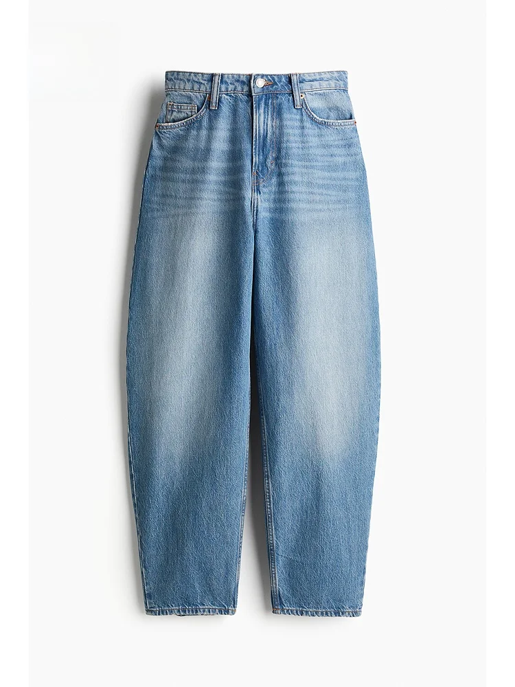 

Loose Lantern Leg High Waist Simple Long Jeans Women's Clothing H&M 229032 Cotton 00% Vintage Sle Wide Leg Pants