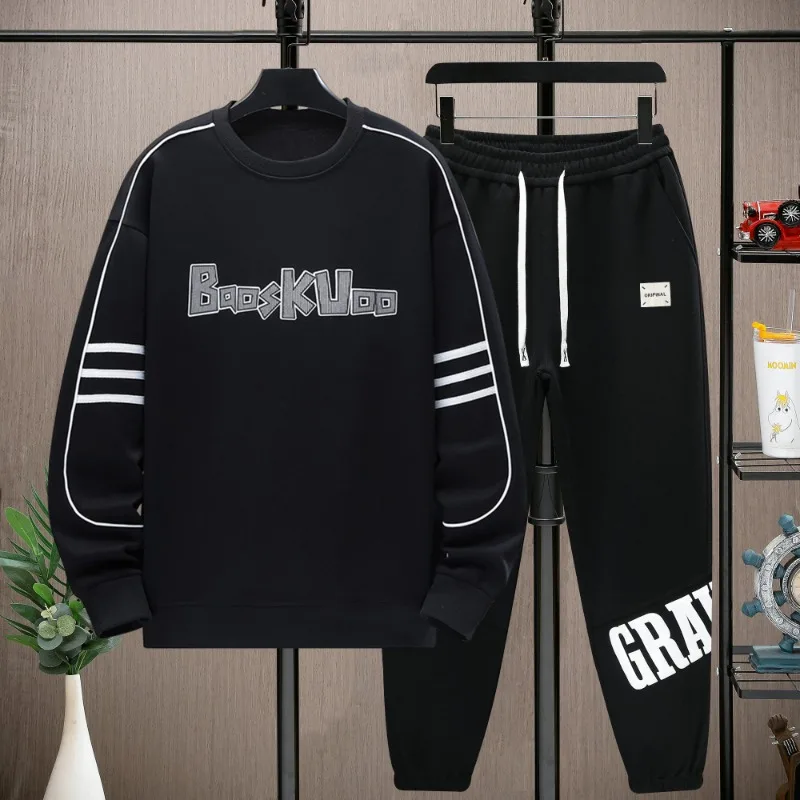 

Spring Autumn Tracksuit for Men Letter Printed Pullover Round Neck Sweatshirts+Sweatpants Outdoor Popular Sports Sets Streetwear