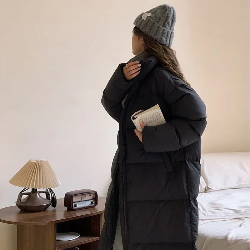 Oversized Long Coat Women Winter Down Cotton Jacket Female Korean Fashion Padded Overcoat Ladies Casual Thick Warm Zipper Coats