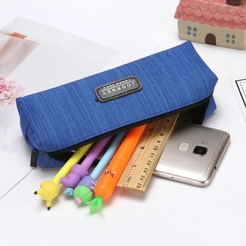 1PC Einfache Stift Tasche Oxfordcloth Bleistift-box Box Bleistift Veranstalter Fall Grau Blau Junge Geschenk Schule Liefert Koreanische schreibwaren