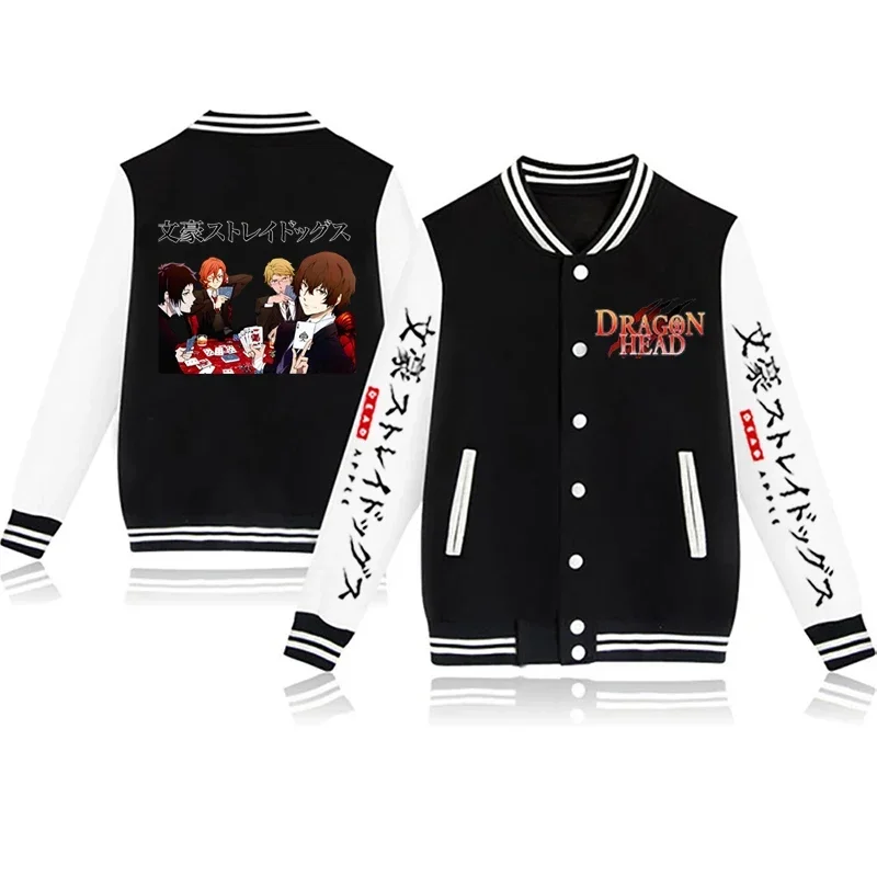 Bungo Stray Dogs Print Men's Baseball Unisex Girls Varsity Stadium Jacket