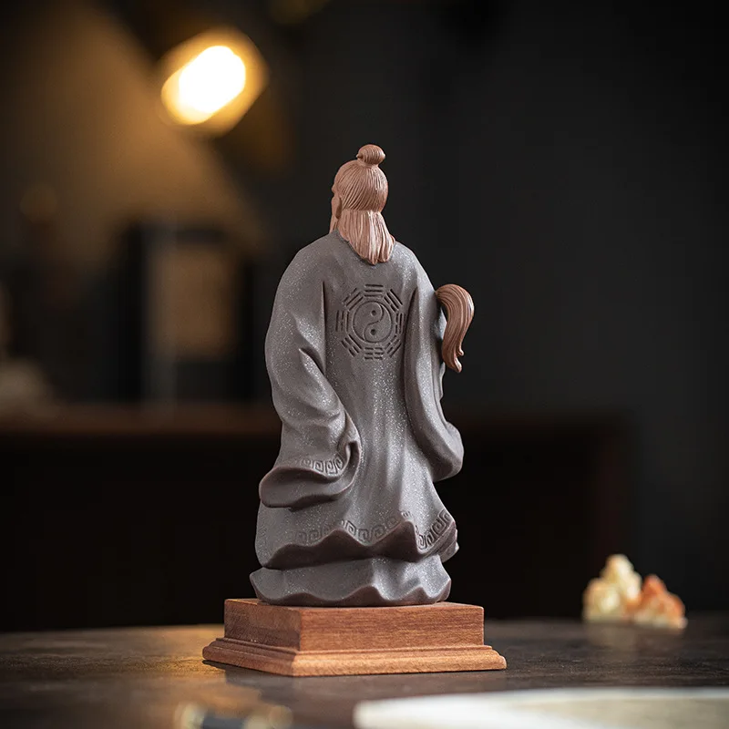 Chinese Zen style purple clay crafts, Tai Chi, Zhang Sanfeng, legendary figures, ornaments, home furnishings, living decorations