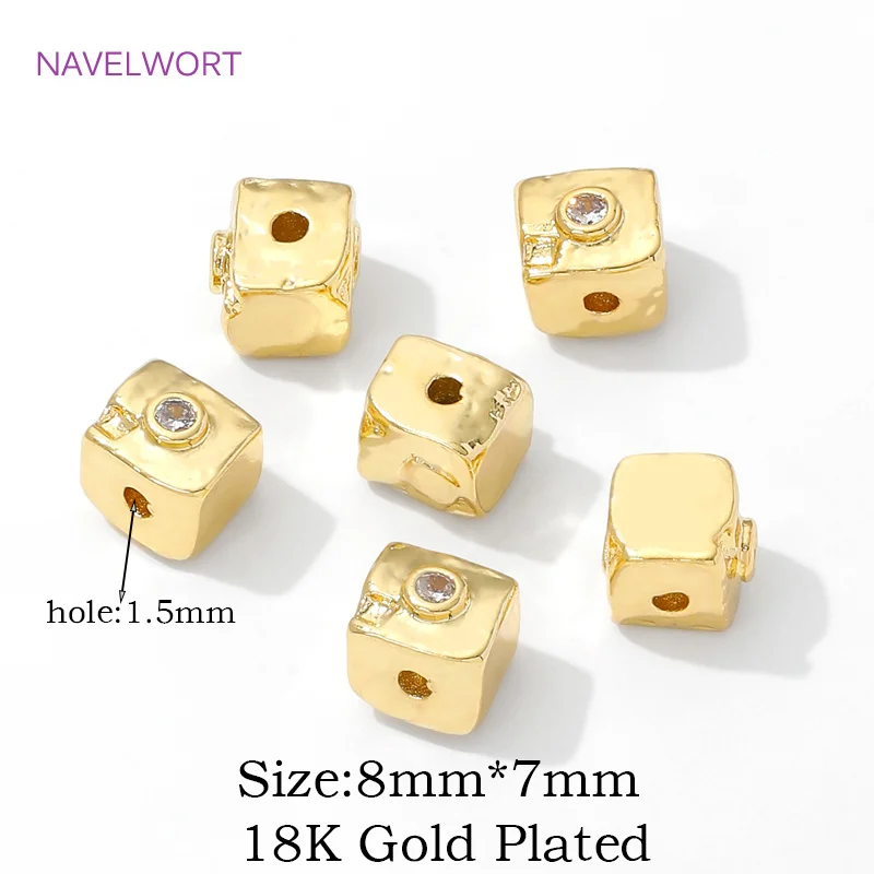 18K vergoldetes Quadrat mit Zirkon-Abstandsperlen für die Armbandherstellung, Perlentrenner, DIY-Schmuckherstellung, Zubehör für Schmuck – Detail 25