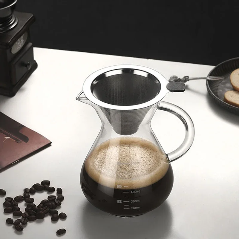 Heat-Resistant Glass Coffee Sharing Pot High Borosilicate Pour-Over Drip Coffee Pot Household Cold Brew Filter Pot
