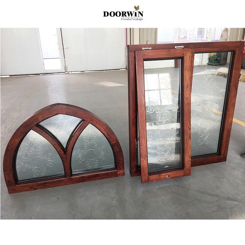 Doorwin Texas Hot Sale Double Glazed With Built-in Shutter For Sale Cheap Price Wood Hinged Awning Window