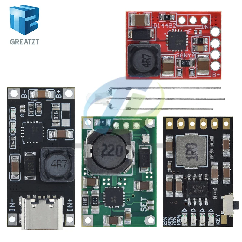 TZT TP5100 charging management power supply module TP5000 1A 2A compatible with 4.2V 8.4V single and double lithium batteries