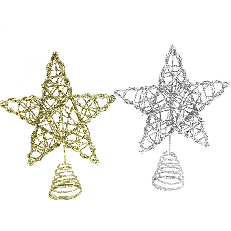 (1 Stück/Beutel) 26 x 20 cm glitzernde Pentagramm-Weihnachtsdekoration, Weihnachtsbaum-Top-Dekoration mit Desktop-Ornament, DIY