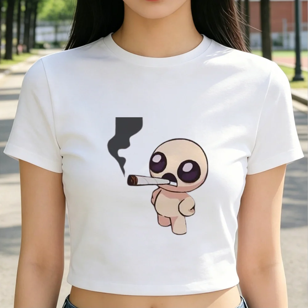 the Binding of Isaac crop top girl gothic cute alternative  jojifuku top tees clearance sales korean fashion graphic anime