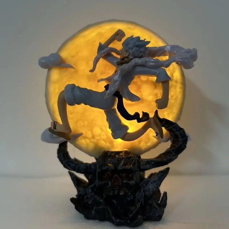 Figura de Anime de una pieza, cabeza de toro y Luna, Nika Monkey D Luffy con luz de luna, figura de acción Gk, modelo de estatua, colección de juguetes, regalo