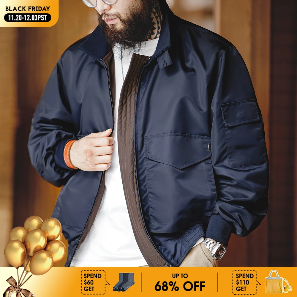 

Maden G-8 WEP Flight Jackets for Men Vintage Navy Blue Bomber Jacket Autumn Winter Outerwear Turn-down Collar Coats