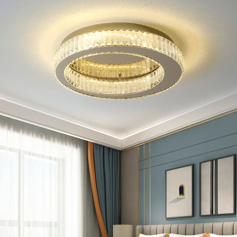 Chandeliers Crystal Ceiling Light Luxury Bedroom High-end Living Room Round Ceiling Creative Net Red Lamp Study Reading