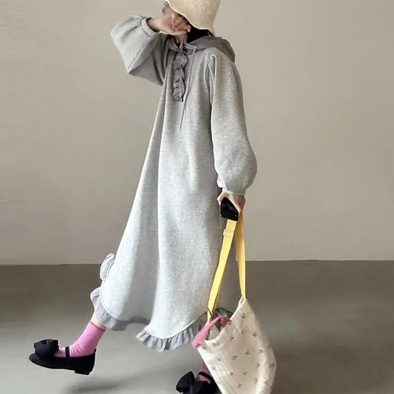 قبعة ريترو مقسمة بقلنسوة Dr Women فضفاضة Sle طويلة Sve ملابس يومية النسخة الكورية خريف جديد أنيق دكتور مع الخشب... #1