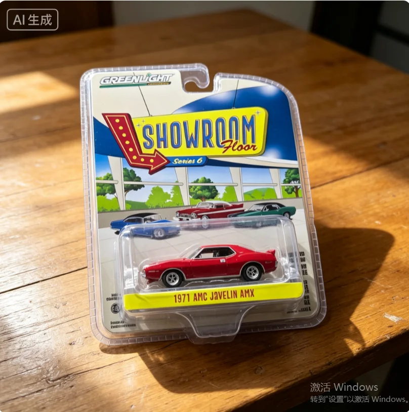 Green Light 1:64 Exhibition Hall Floor Series 6-1971 AMC Javelin AMX Bullfighter RedCar Model Alloy Model Collectibles Children'