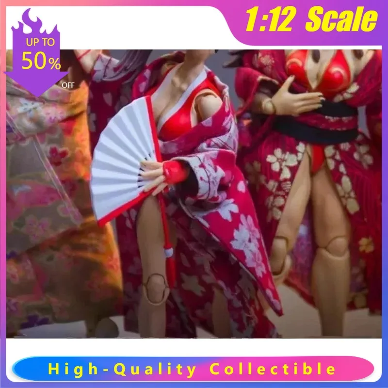 

Женская японская одежда-кимоно с принтом для 6-дюймовых фигурок STORM TOYS, кукол, реквизит для DIY-декораций, масштаб 1/12