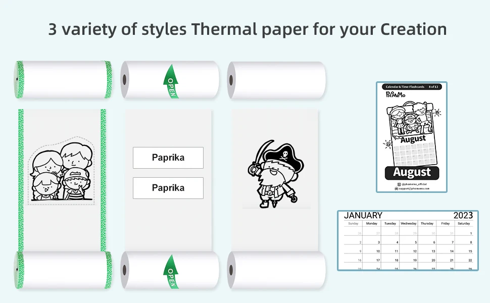 Papel térmico autoadhesivo de 57mm para impresora Mini, papel fotográfico colorido para niños, piezas de repuesto, accesorios de impresión