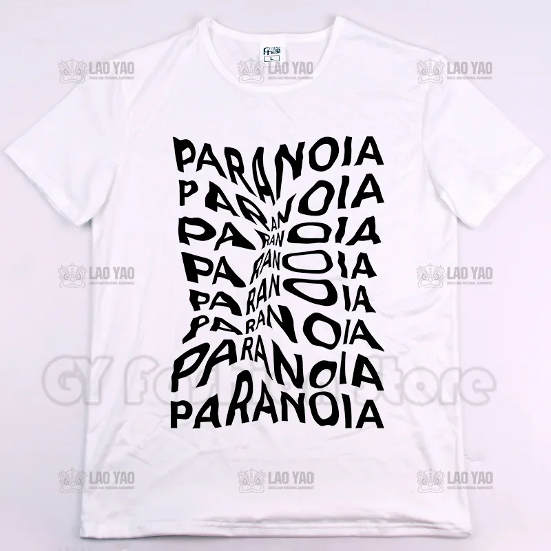 PARANOIA Hot Selling Summer Printed T-shirt Unisex Street Wear Casual Men Women  Shirts Fashion ops  Oversized  Shirt