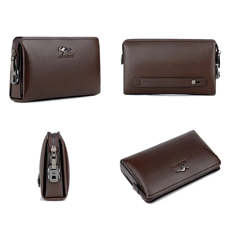 Men's PU Wallet Password Lock Anti-Theft Long Moneybag Clutch Handbag Business Black Brown