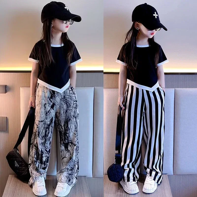 Summer Teen Girls Clothing Sets Children New Fashion Lrregular Tops + Pants 2Pcs Outfits Kids Tracksuit 4 6 8 9 10 11 12 13 Year