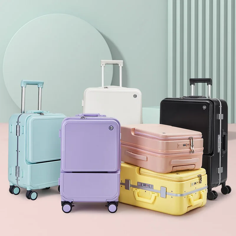 

Front Opening Zipper Travel Suitcase Luggage on Mute Universal Wheel Fashion Multifunction Carry-Ons Cabin Boarding Bag