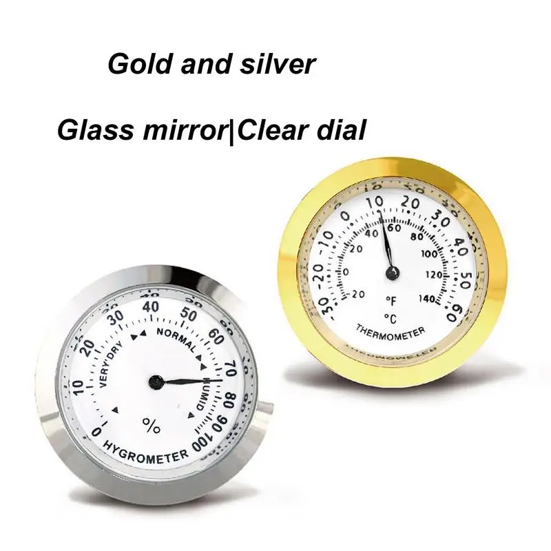 Round Humidor Hygrometer High Precision Analog Humidity Sensor Hygrometer Monitor for Humidor Cabinet Care and Maintenance