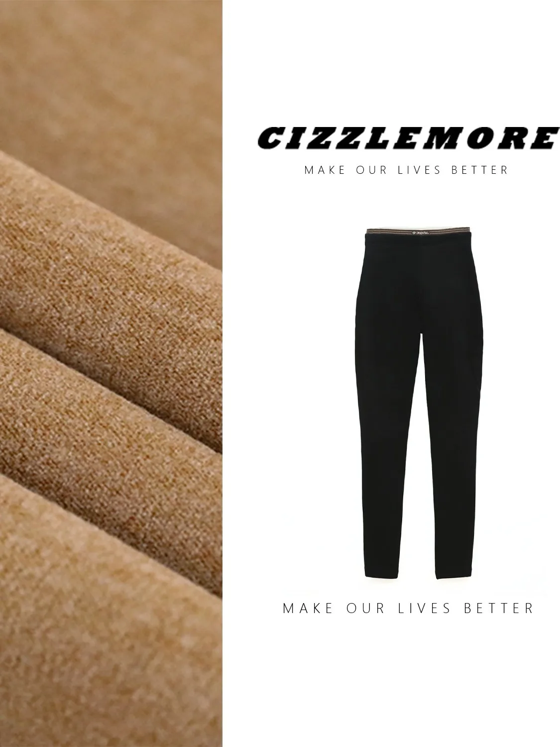

CIZZLEMORE Mousse Free Color Blo Waist Slimming Warm Base Layer Pants High Waist Long Trousers Casual Polyester Viscose Spa...