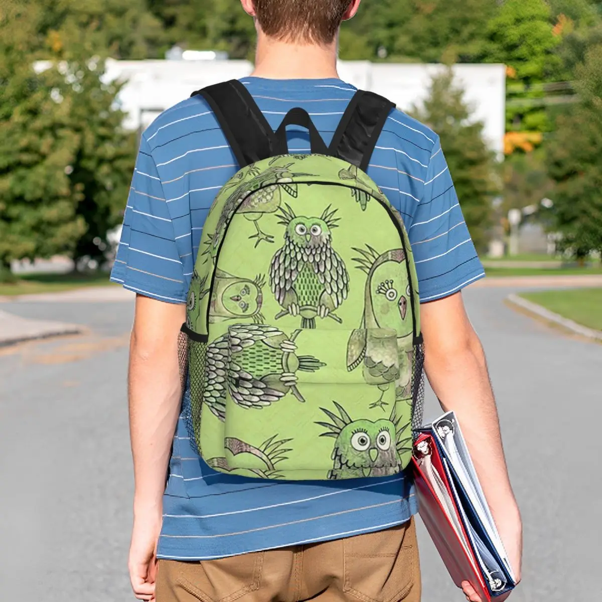 Owl Sketch Pencil Drawing Art Backpack Student BookBag Children School Bag Laptop Shoulder Bags for Men Women