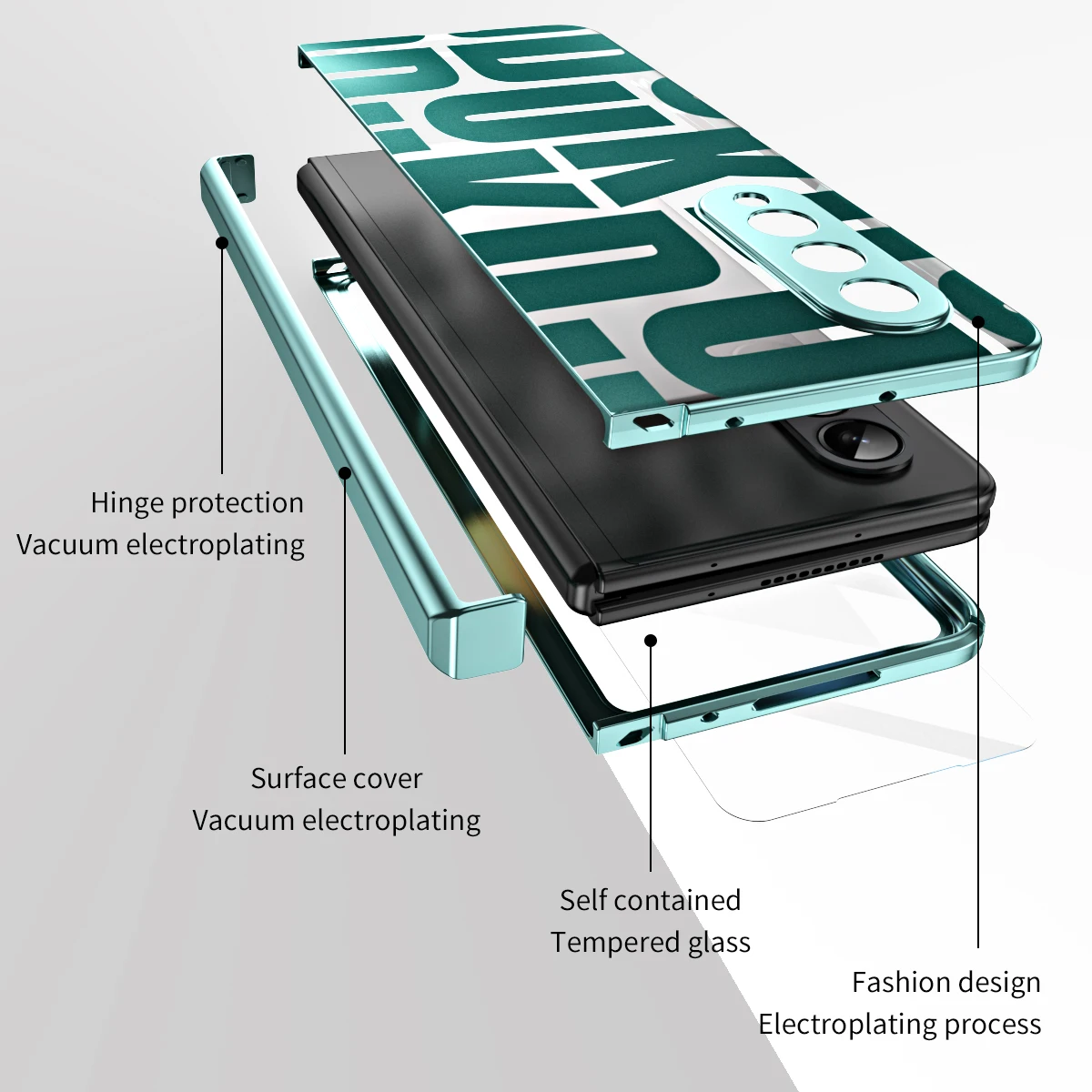 เคสบานพับโปร่งใสชุบน้ำสำหรับ Samsung Galaxy Z Fold 6 5 4 3เคสพร้อมฝาครอบป้องกันหน้าจอสำหรับ Z Fold5 Fold4 Fold3