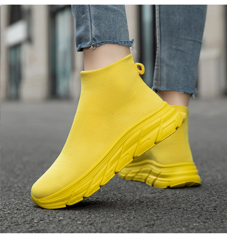 Unisex High-Top Laufschuhe für Männer und Frauen, Bequeme Atmungsaktive Strick-Sneaker, Rutschfeste Outdoor-Schuhe für Damen und Herren – Detail 15