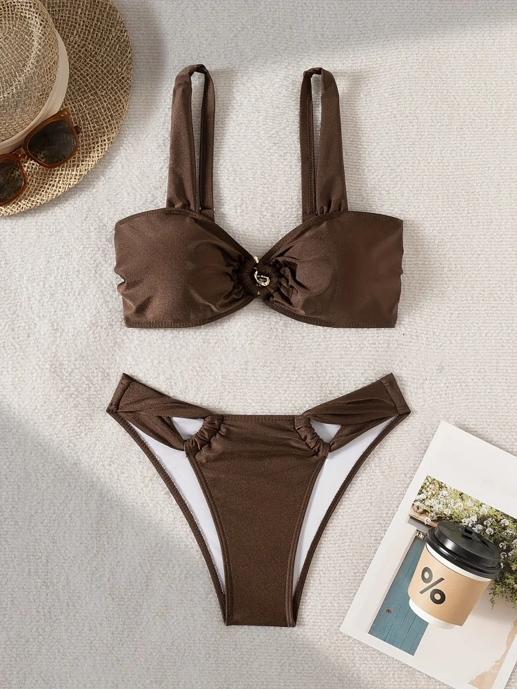 

Bikini Women Swimsuit 2025 New Solid Sling Bikinis Set Sexy Thong Swimwear Summer Two Piece Beach Wear Bathing Suit For Female