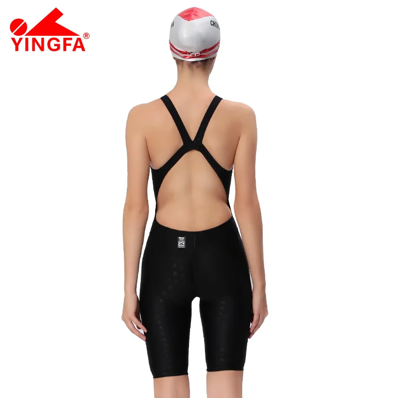 YINGFA 925 FINA Sharkskin One Piece Swimsuit Knee Length Racing Swimsuit Female Swimming Women Professional Sporty Swimwear